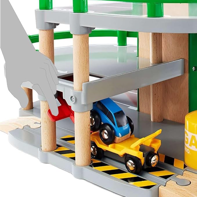 BRIO World 33204 Parking Garage - Ultimate Toy Train Accessory | Interactive Play | Compatible with All BRIO Train Sets | FSC Certified Wood Material | Ideal for Kids Age 3 and Up