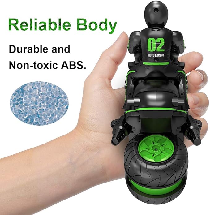 RC Motorcycle, High Speed Remote Control Motorcycle, 2.4GHz 360 Rotating Drift Stunt Car Motorbike Toy for Kids Ages 4 and Up (Green)