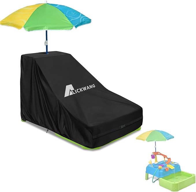 Kids Water Table Cover,Outdoor Heavy Duty 600D Waterproof Toddler Water Play Table Cover,Compatible with Step2 Waterpark Wonders Two-Tier Water Table