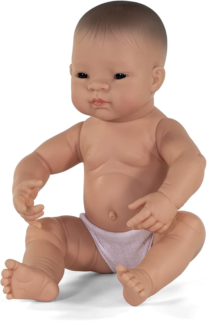 Miniland Doll 15 3/4'' Newborn Asian Boy - Made in Spain, Anatomically Correct, Quality