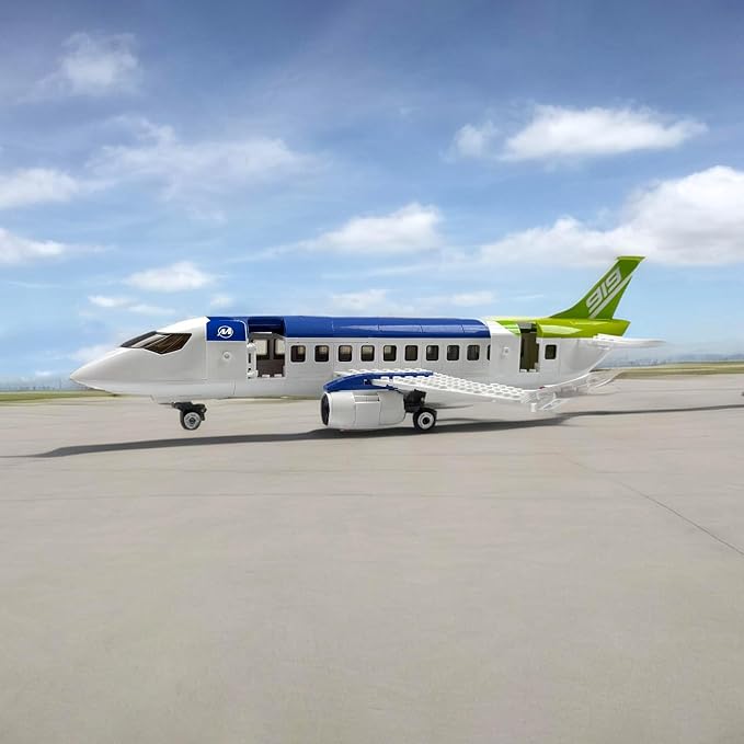 City Passenger Airplane Building Toy Set,With Airport Passenger Terminal,Radar Tower,Luggage Truck,Container Loader And 7 Figures,Aviones 747 Plane Set For Kids 6+ (Passenger Airplane 731Pcs)