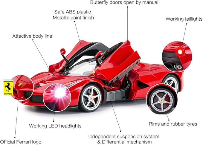 RASTAR RC Car | 1/14 Scale Ferrari LaFerrari Radio Remote Control R/C Toy Car Model Vehicle for Boys Kids, Red