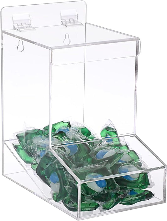 Sumnacon Acrylic Dispenser-Countertop Storage Container for Candy Shoe Covers Golves Hairnets Earplugs,Clear Laundry Pod Dispenser with Lids,Functional Wall Storage Dispenser for Laundry Room Pantry