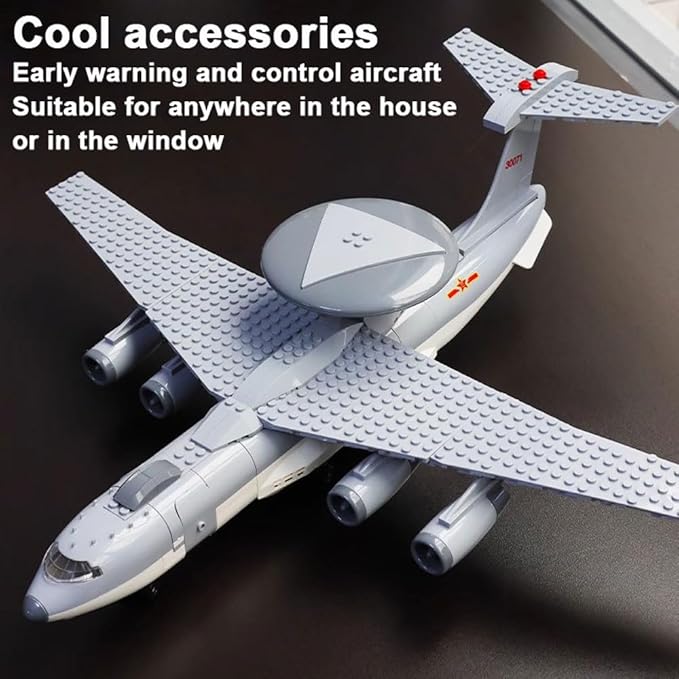 Early Warning Aircraft Air Force Building Block Set,Military Fighter Air Force,WW2 Military Airplanes Model,Aircraft Plane Brick Building Set Toy Gifts for Kids and Adults,199PCS