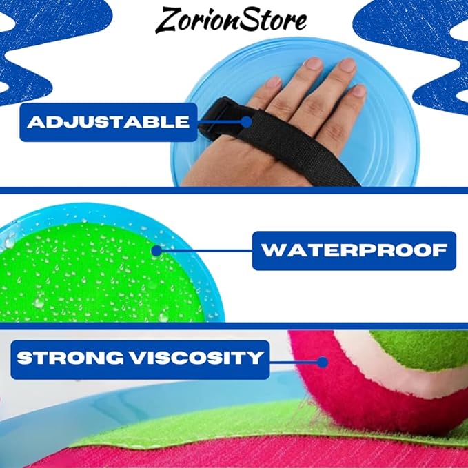 Toss and Catch Game, 4 Pieces, Ball Catcher Toy with Velcro Paddles | Catch and Throw Game with Velcro Paddles (Pink and Green)