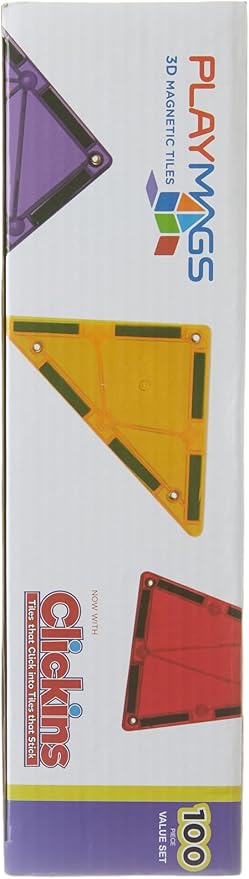 Playmags 100-Piece Magnetic Tiles Building Blocks Set, 3D Magnet Tiles for Kids Boys Girls, Educational STEM Toys for Toddlers…