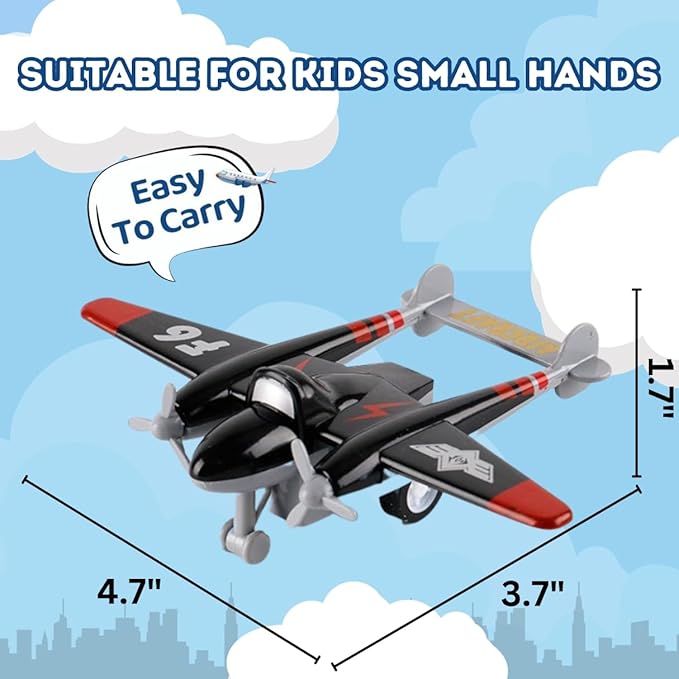 Liberty Imports Pull Back Airplanes Toys Vehicle Playset, Variety Pack of Helicopters, Stealth Bombers, Fighter Jets, Aircraft, Planes for Kids Toddlers Party Favors (12 Pack)