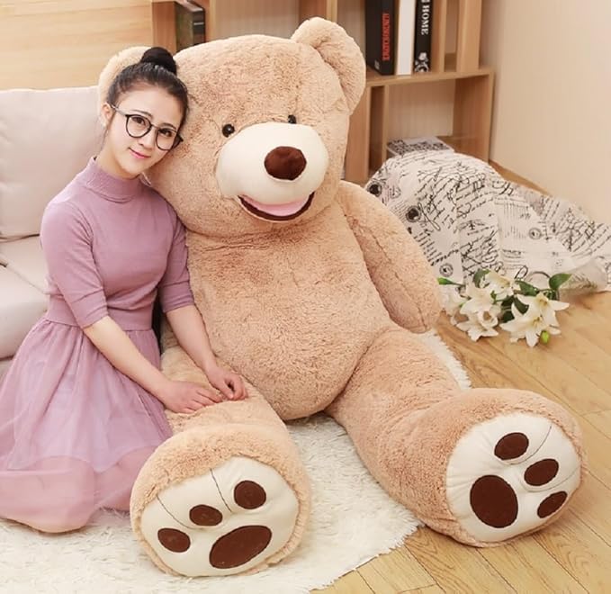 MorisMos Smile Giant Teddy Bear, 51inch Large Stuffed Bears with Big Footprints, Big Stuffed Animals Cuddly Plush Gifts for Girlfriends, Boyfriend, Brown