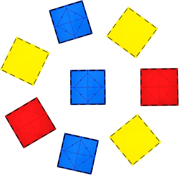 Gemmicc 8 PCS Large Magnetic Tiles,Jumbo Magnet Base Plates,STEM Magnetic Building Blocks for Kids Boys Girls