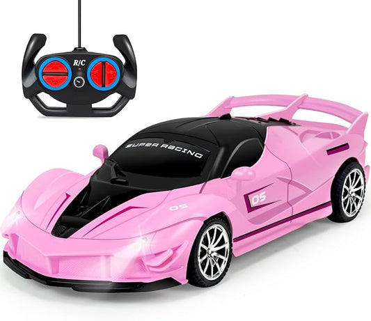 Remote Control Racing Car for Girls Boys 3 4-7 Christmas Birthday Gifts,Hobby RC Cars Toys for Age 3 4 5 6 7 8-12 Year Old Kids- 1:18 Scale Model Racing Car Pink 1 Pack