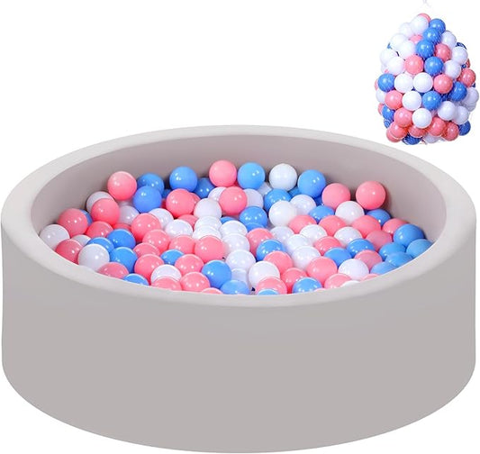 Foam Ball Pit for Toddlers with 100 Balls, Large Baby Ball Pit for Babies with Soft Memory Sponge, Indoor Outdoor Baby Playpen, Kids Play Ball Pool, Gift Toys for Infants Boys and Girls