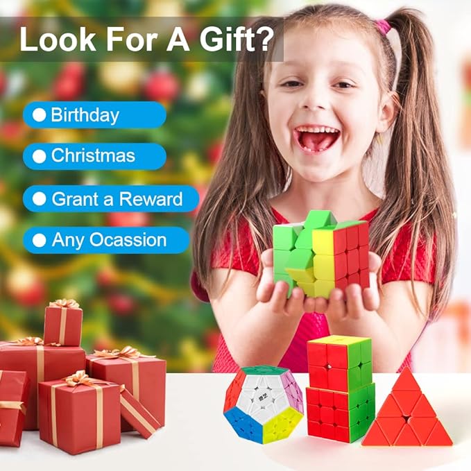 Speed Cube Set, 2x2 3x3 4x4 5x5 Skew Megaminx Pyramid Cube Collection for Kids, Teens & Adults, 7 Pack