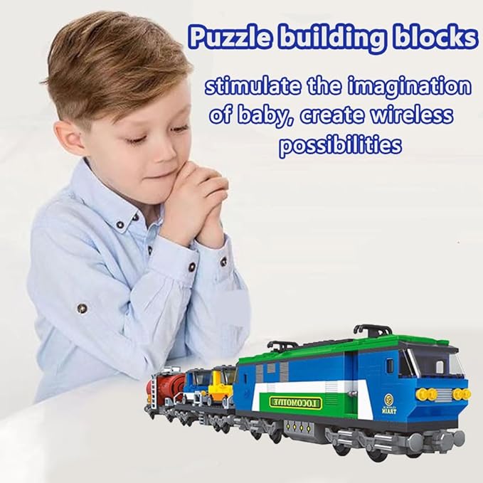 City Train Building Block Toys for Boys Girls Aged 8-12 City Cargo Train Building Bricks Set Model with Train Tracks,Freight Trains Model STEM Toys,573PCS