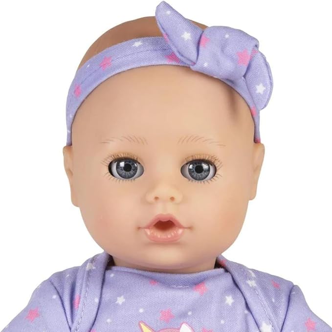 ADORA Play Time Babies 13 Inch Baby Doll, Soft Vinyl Body, Powder Scent, Includes Clothes and Accessories, Gift for Toddlers Ages 1 Year and Up - Unicorn Glitter
