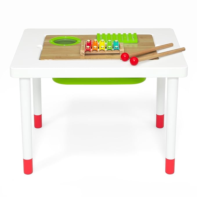 Delta Children Compact Play & Learn Sensory Table for Kids – Includes Musical Instruments - Use as Sand Table/Sensory Table/Activity Table/Montessori Toy, White/Natural