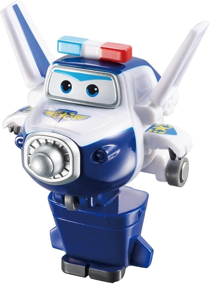 Super Wings 7" Paul's Police Cruiser with 2" Transform-a-Bot Paul Mini Figure, Transforming Airplane Toys Vehicle Set, Fun Preschool Toy Plane for 3 4 5 Year Old Boys and Girls, Birthday Gift