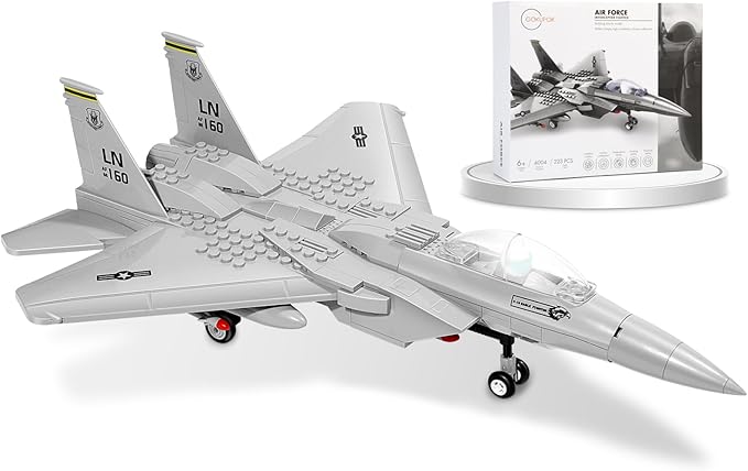 Military F-15 Eagle Fighter Jet Building Blocks Set 270 Pieces Air-Force Build Blocks Toy Airplane Great Gift for Boys Kids and Teens Compatible with All Building Bricks Planes and Jets