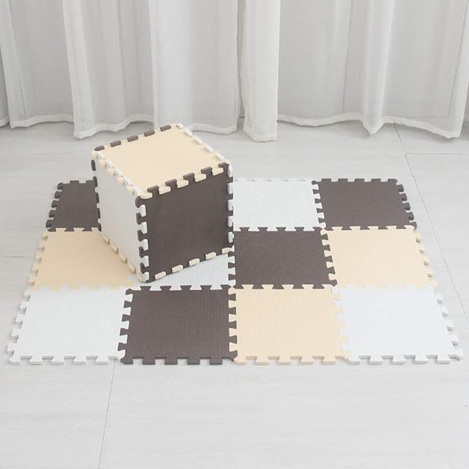 MQIAOHAM 18 pcs White-Coffee-Beige Waterproof Indoor Best Yard Thick Antiskid Cushion Safety Tile Activity Boys Protector Non Slip Exercise Safe 101106110