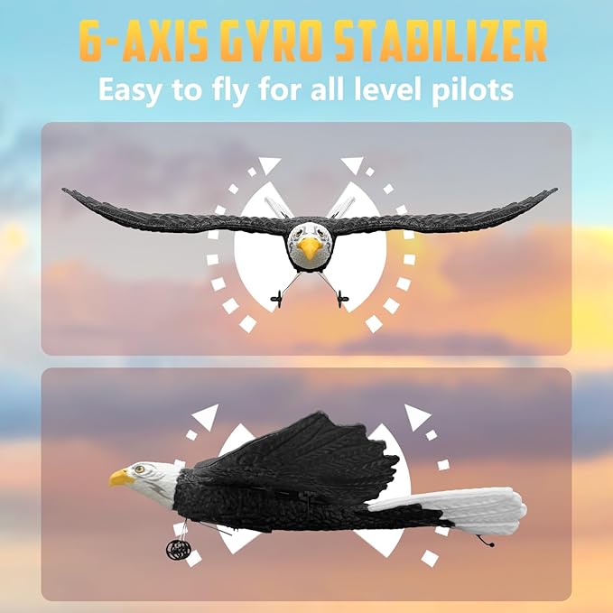 HAWK'S WORK RC Eagle, 2 CH RC Plane Ready to Fly, 2.4GHz Remote Control Airplane, Easy to Fly RC Glider for Kids & Beginners