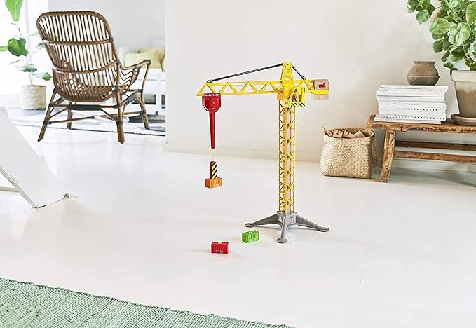 BRIO 33835 Construction Crane with Lights | Premium Wooden Toy Train Set | Ideal for Kids Age 3 and Up | Built with Sustainable Materials | Yellow