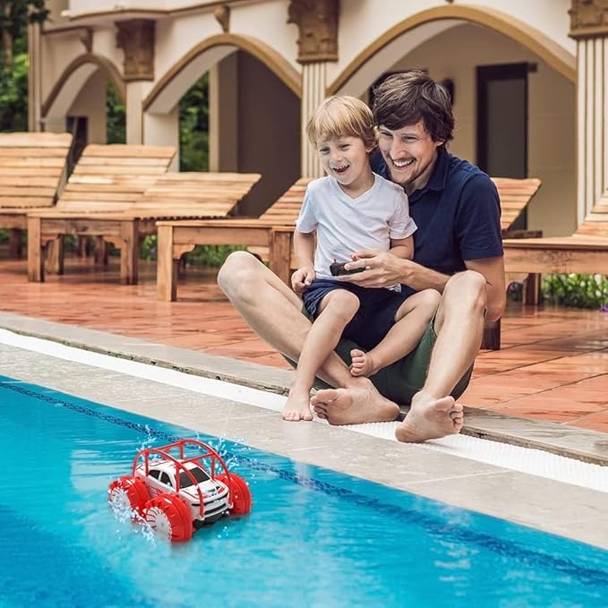 MaxTronic Amphibious Remote Control Car for Kids,Rechargeable RC Stunt Car Toy 2.4Ghz 360° Flips Rotation 15KM/H 4WD All Terrain Offroad Truck for Girls Boys 3 4 5 6 7 8 9 10 11 12