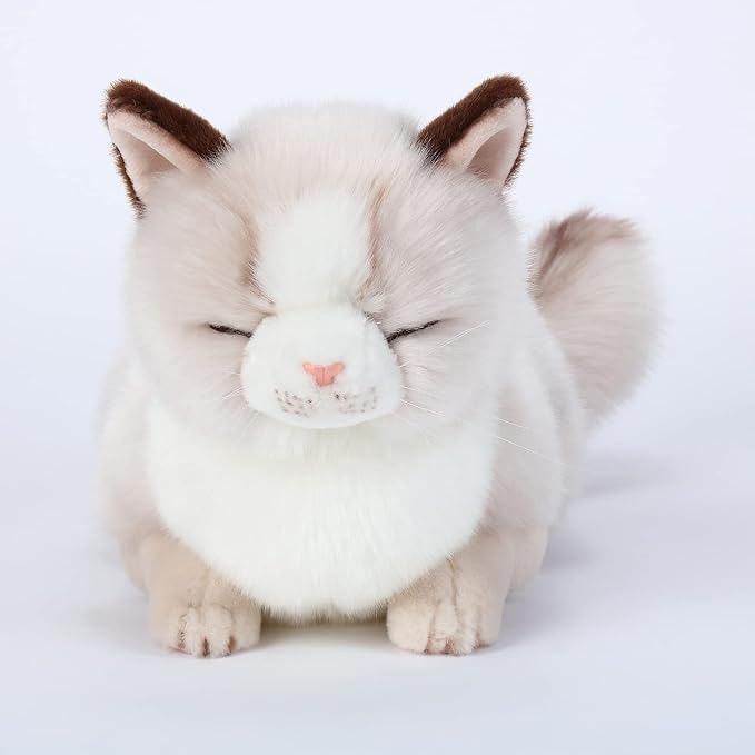 Adorable Stuffed Animals Cat -Handmade Plush Soft Cat -Present Gift for Boys/Girls (Sleeping Ragdoll Cat)