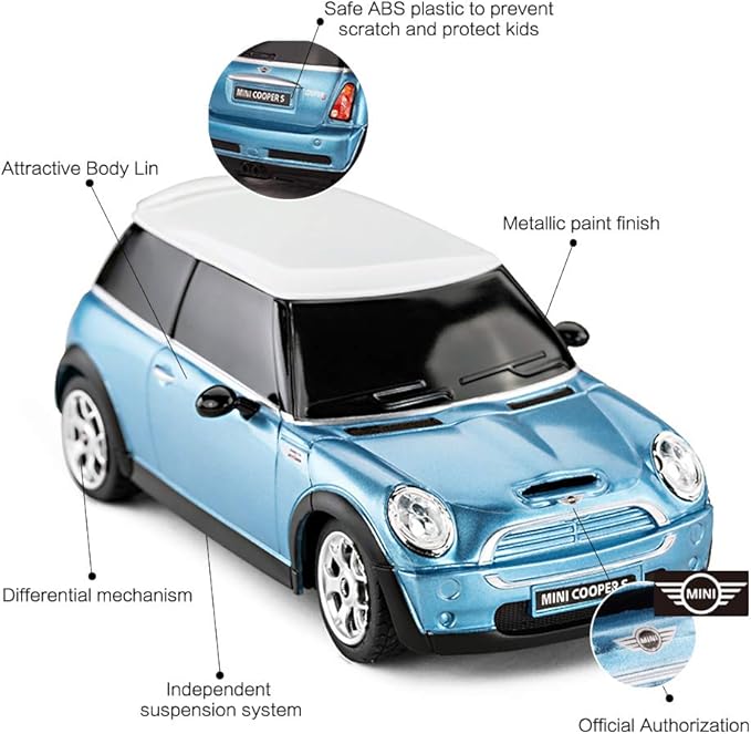 RASTAR 1:24 RC Cars Toy Mini Cooper Car for Kids Mini Cooper S Remote Control Car - Blue