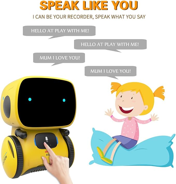 98K Robot Toys for Boys and Girls, Voice Control and Touch Sensor Interactive Smart Talking Robots Intelligent Partner and Teacher with Singing, Dancing, Repeating, Toy Gifts for Kids Age 3 and Up
