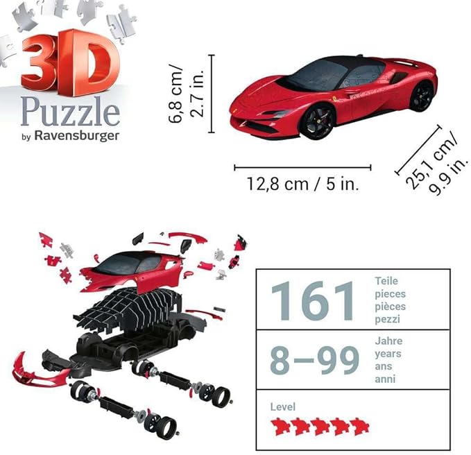Ravensburger Ferrari SF90 Stradale 108 Piece 3D Jigsaw Puzzle for Adults and Kids - 11576 - Great Gift for Any Birthday, Holiday, or Special Occasion
