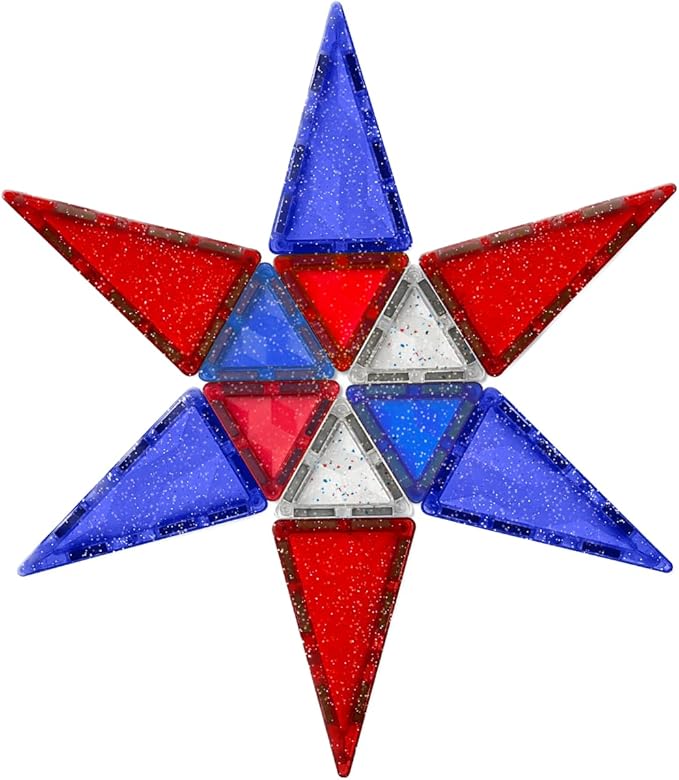 CreateOn Crayola Red, White & Blue PIP Magnetic Tiles 27pc, Magnetic Kids’ Building Toys, STEM Learning Travel Toys for Boys and Girls, 27-Piece Set