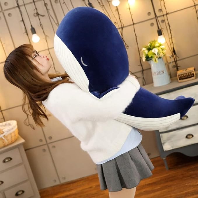 MUPI Whale Stuffed Animals Plush Pillow 4 Size Cute Soft Cotton Plushies Pillows Kawaii Blue Whale Toy Gifts for Kids Boys Girls Adults (Blue, 10 Inch)