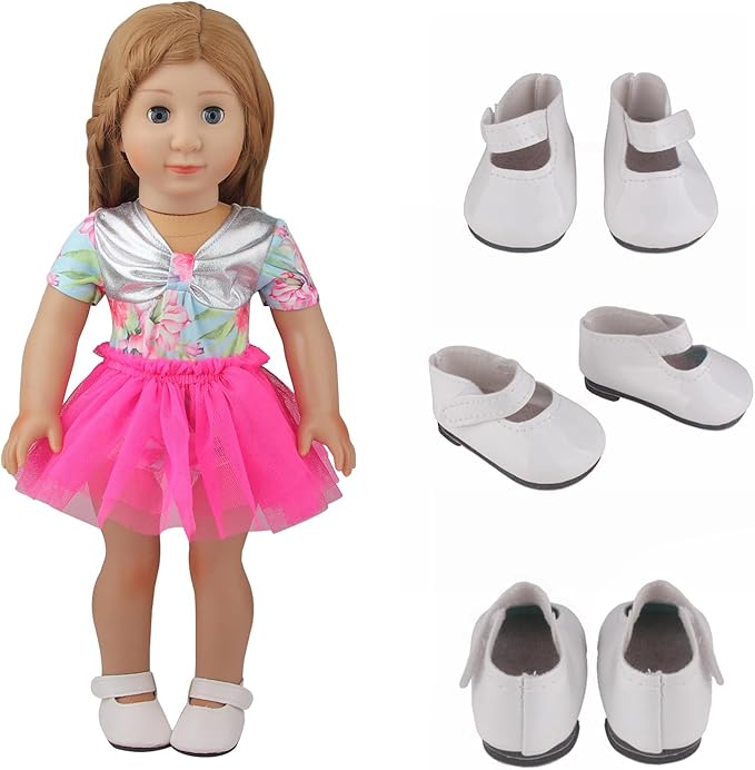 19Pcs 18 inch American Doll Accessories, 7 Pairs of Doll Shoes, 2 Pair of Socks and 1Pc Doll Cloak, Suitable for 18-inch Girl Dolls Brithday Presents Best Gift for Kid, Gril