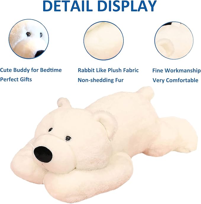 Weighted Stuffed Animals, 29.5in 6.2lbs Weighted Bear Stuffed Animal Toy Cute White Bear Plush Pillow for Adults Boys Girls