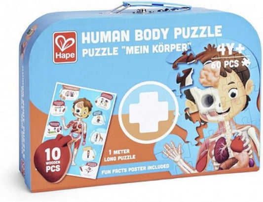 Hape Human Body Puzzle | 60 Oversized Pieces Educational Anatomy Jigsaw, Wooden Organs, for Children 4+ Years