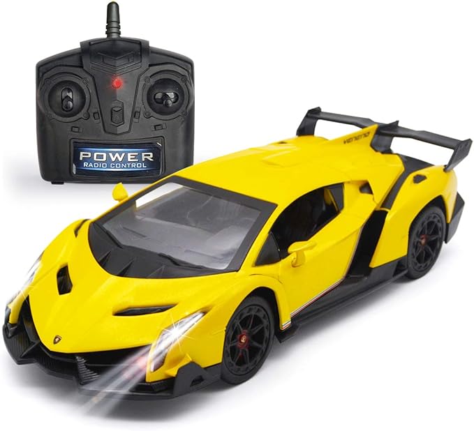 QUN FENG Remote Control RC CAR Racing Cars Compatible with Lamborghini Veneno Officially Licensed 1:24 Toy RC Cars Model Vehicle for Boys 6,7,8 Years Old,Yellow