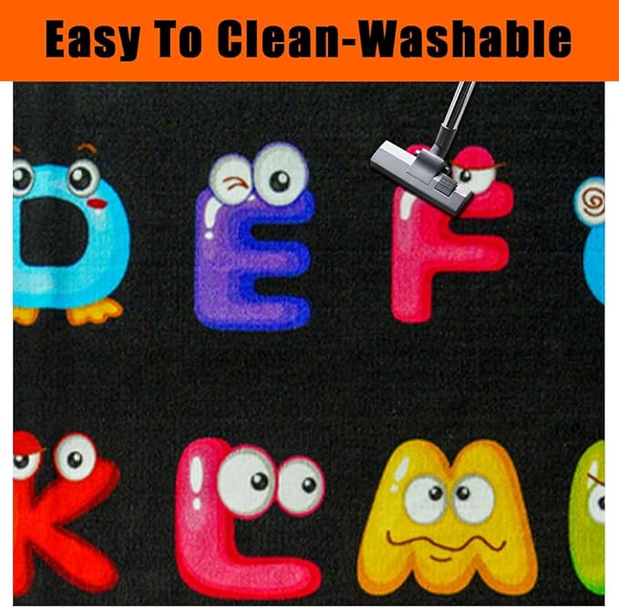 13x10ft ABC Classroom Rug,Extra Large Black Classroom Rugs Elementary, Preschool Rug for Classrooms, Daycare Rugs for Kindergarten, Alphabet Kid Educational Mat