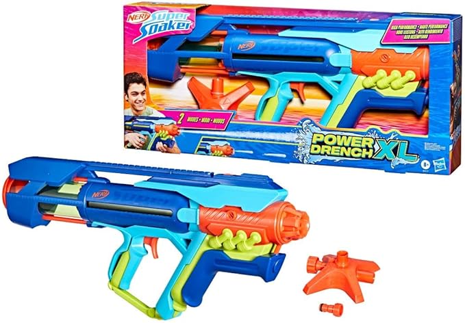 Nerf Super Soaker Power Drench XL Water Blaster, High Performance Pressurized Blasting, Easy Fill Station, Water Toys, Ages 8+