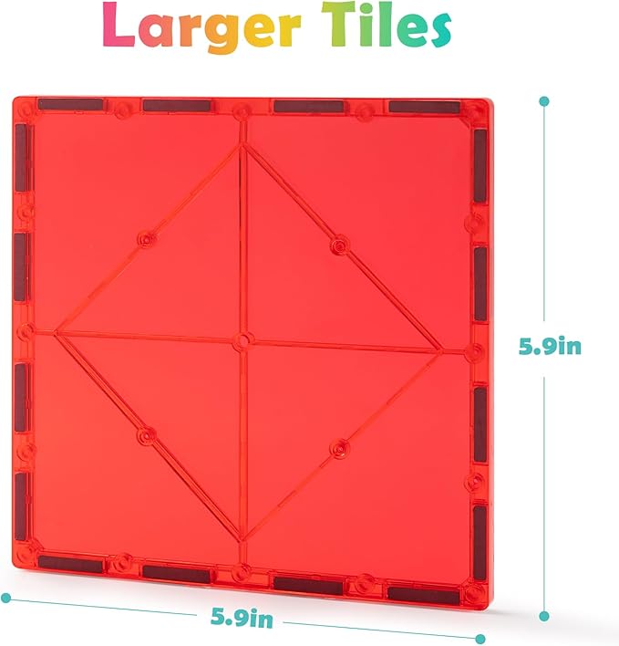 Gemmicc 8 PCS Large Magnetic Tiles,Jumbo Magnet Base Plates,STEM Magnetic Building Blocks for Kids Boys Girls