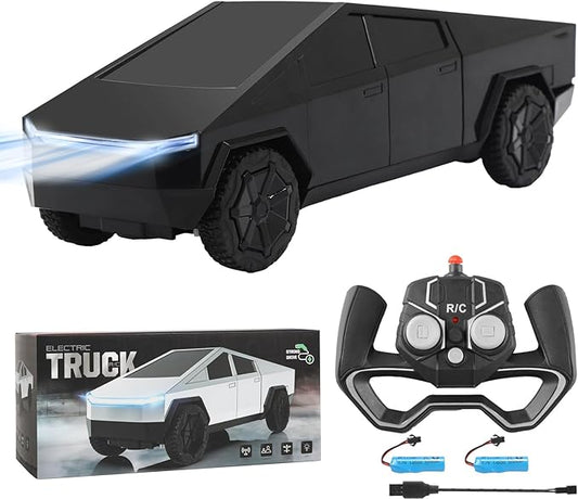 Remote Control Pickup Truck, 1/24 Scale Racing Car Model, Rechargeable Battery & Light and Loadspace, for Adults and Boys (Black)