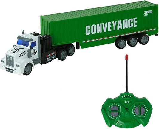 Remote Control Semi Truck with Trailer, 14" 1:48 Trailer Truck Toy, Equipped with 2 Rechargeable Batteries, Gifts Ideas for Boys Age 3-8 Year Old
