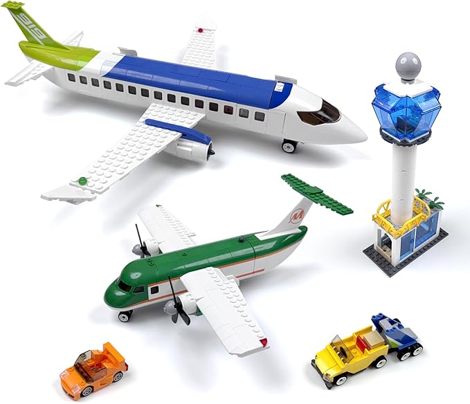 City Passenger Airplane Building Toy Set,With Airport Passenger Terminal,Radar Tower,Luggage Truck,Container Loader And 7 Figures,Aviones 747 Plane Set For Kids 6+ (Passenger Airplane 731Pcs)
