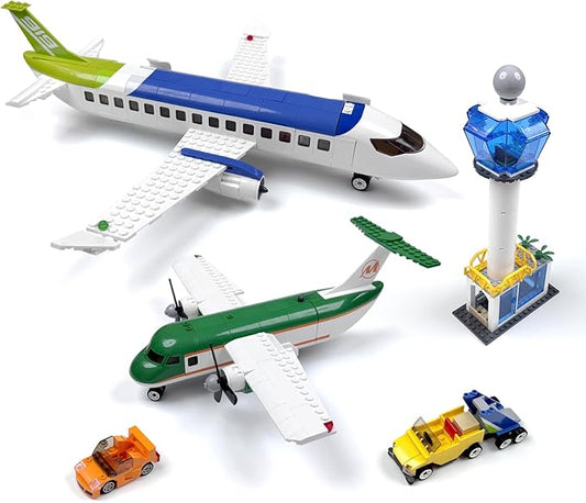 City Passenger Airplane Building Toy Set,With Airport Passenger Terminal,Radar Tower,Luggage Truck,Container Loader And 7 Figures,Aviones 747 Plane Set For Kids 6+ (Passenger Airplane 731Pcs)