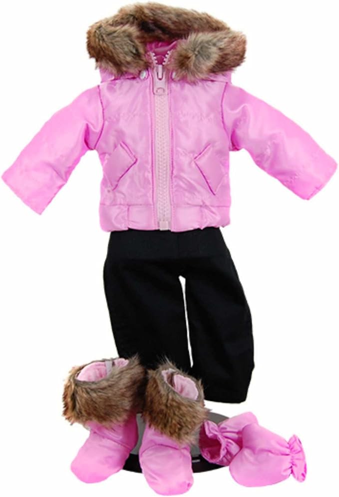 The Queen's Treasures 15 Inch Doll Clothes Designed for Use with Bitty Baby Dolls, Pink Snow Suit Jacket, Pants, Mittens and Boots, Compatible with American Girl's Bitty Baby Twins