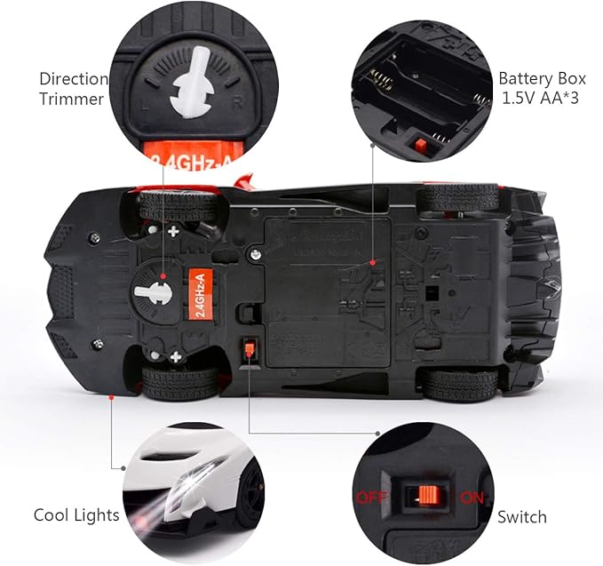 QUN FENG Remote Control RC CAR Racing Cars Compatible with Lamborghini Veneno Officially Licensed 1:24 Toy RC Cars Model Vehicle for Boys 6,7,8 Years Old,White