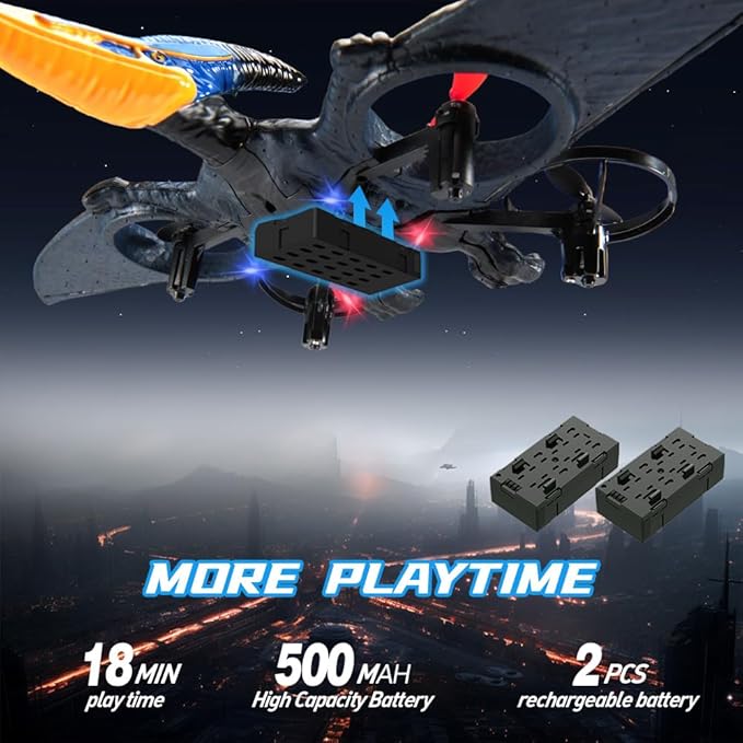 jaming Pterodactyl Dinosaur Toys Drone for Kids and Adults Easy to Fly Dragon Remote Controlled Aircraft for Beginners Hobby RC Plane Toys Birthday Gifts for Boys