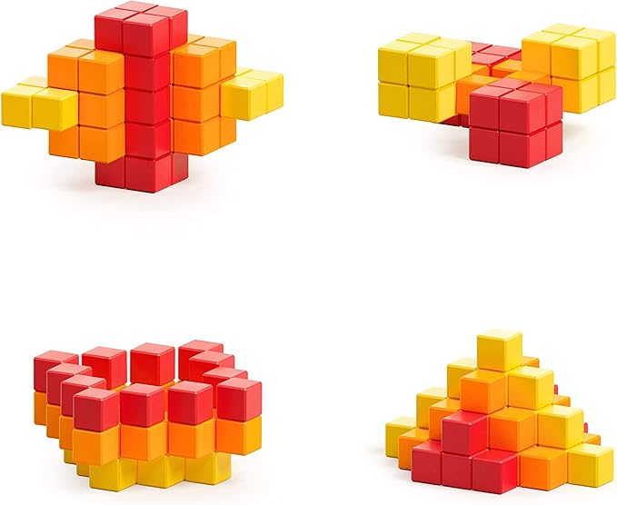 PIXIO Lava - Tiny Magnetic Blocks Building Toy in The Pixel Art Style with Free App - 5/16" Plastic Cubes with 6 Magnets Inside - Open Ended Toy - Creativity Toy for Ages 6+ - 60pcs