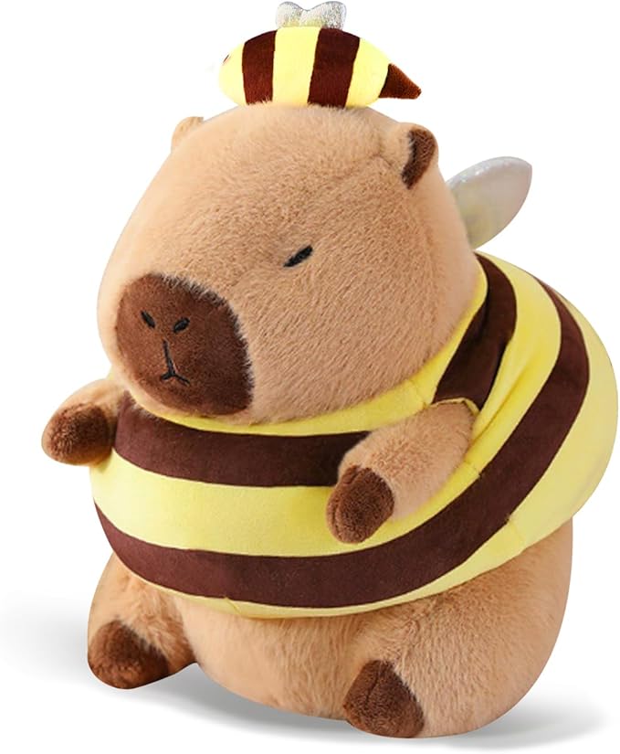 Capybara Plush Toy Kawaii Stuffed Animals with Bee Costume Soft Cute Plushies Capybara Doll for Girls Boys Kids Birthday Valentine Gift Room Decor 12 Inch