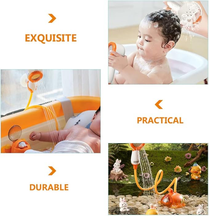Toyvian Bath Toy Submarine Battery Operated Water Pump with Hand Shower Head Cartoon Carrot Bathtub Toy for Purple Bathroom Accessories