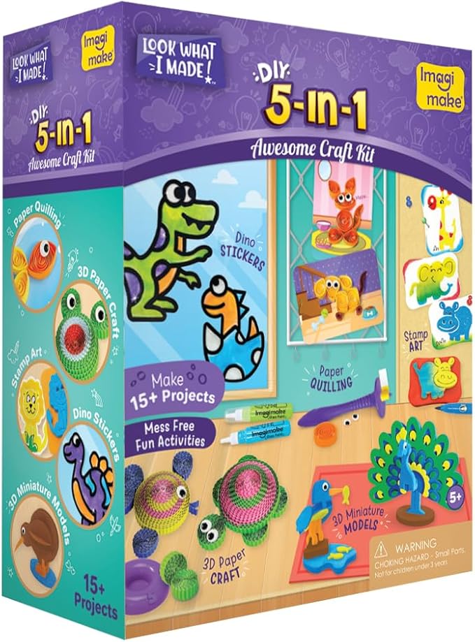 Imagimake 5-in-1 Awesome Craft Kit | Easter Crafts for Kids | Easter Toys | Arts & Crafts for Kids Ages 6-8 | Easter Gifts for Kids | Easter Gifts for Girls & Boys 5, 6, 7, 8, 9