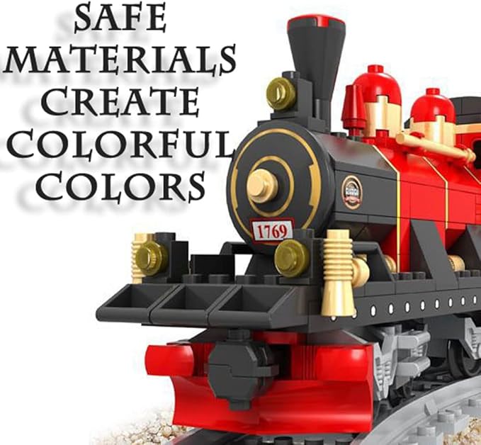 Building Block City Freight Train, Retro Cargo City Train Set - Construction Brick for Kids Boys 6-12, 410 Pieces Adults and Teens